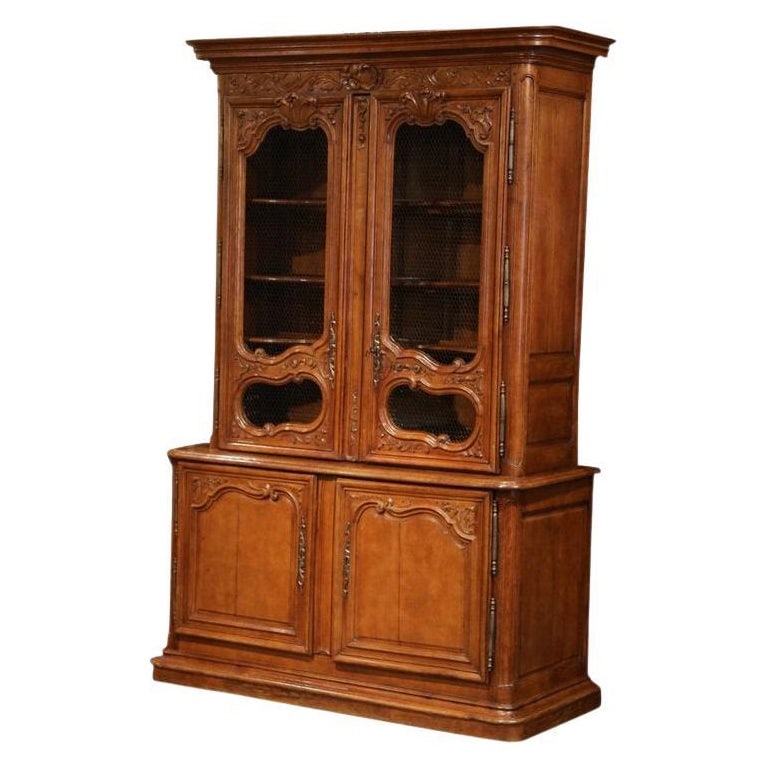 Normandy Louis XIV Buffet Deux Corps in Carved Oak 93 in (1 of 13)