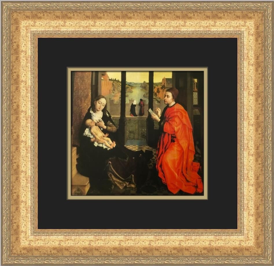 Roger Van Der Weyden St Luke Drawing the Virgin Framed Print 17x17: Roger Van Der Weyden St Luke Drawing the Virgin Framed Print 17x17 This stunning custom framed print features the artwork "St Luke Drawing the Virgin" by the renowned artist Roger Van Der Weyden. The 