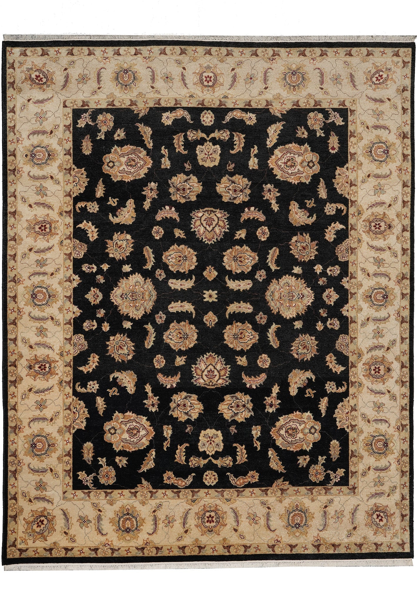 8 x 10 Black Handmade Agra Rug 100% Wool Hand Knotted (1 of 12)
