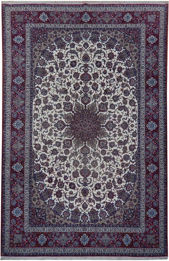 8.3 x 12.4 Authentic Persian Esfahan Rug Wool and Silk on Silk 500 KPSI (1 of 6)