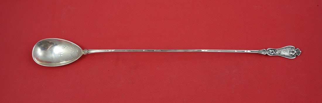 14 Inch Sterling Silver Lemonade Spoon Violet Pattern by Whiting: 14 Inch Sterling Silver Lemonade Spoon Violet Pattern by Whiting This rare 14-inch lemonade spoon is crafted in sterling silver and features the elegant Violet pattern by Whiting. The spoon is monogra