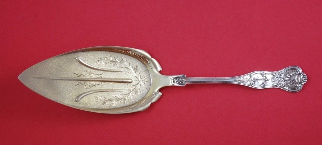 Hennegan & Bates King Sterling Silver Pie Server 10 3/4" Goldwashed Stippled (1 of 2)