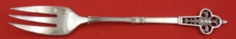 Sterling Silver 3 Tine Salad Fork Christofle Renaissance 7 1/4: Sterling Silver 3 Tine Salad Fork Christofle Renaissance 7 1/4 A sterling silver salad fork in the Renaissance pattern by Christofle/Cardeilhac. It features a 3-tine design and measures 7 1/4 inches. 