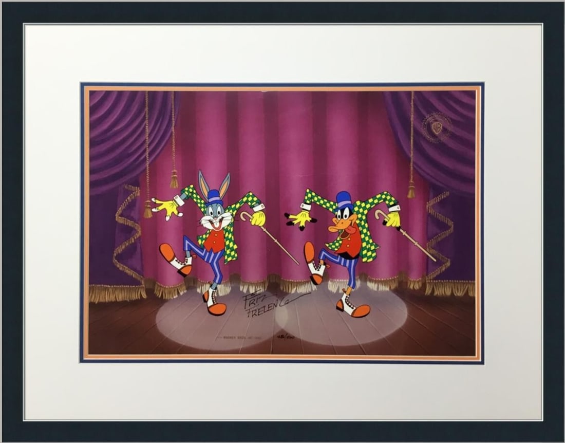 Framed Looney Tunes production cel signed by Friz Freleng (1 of 8)