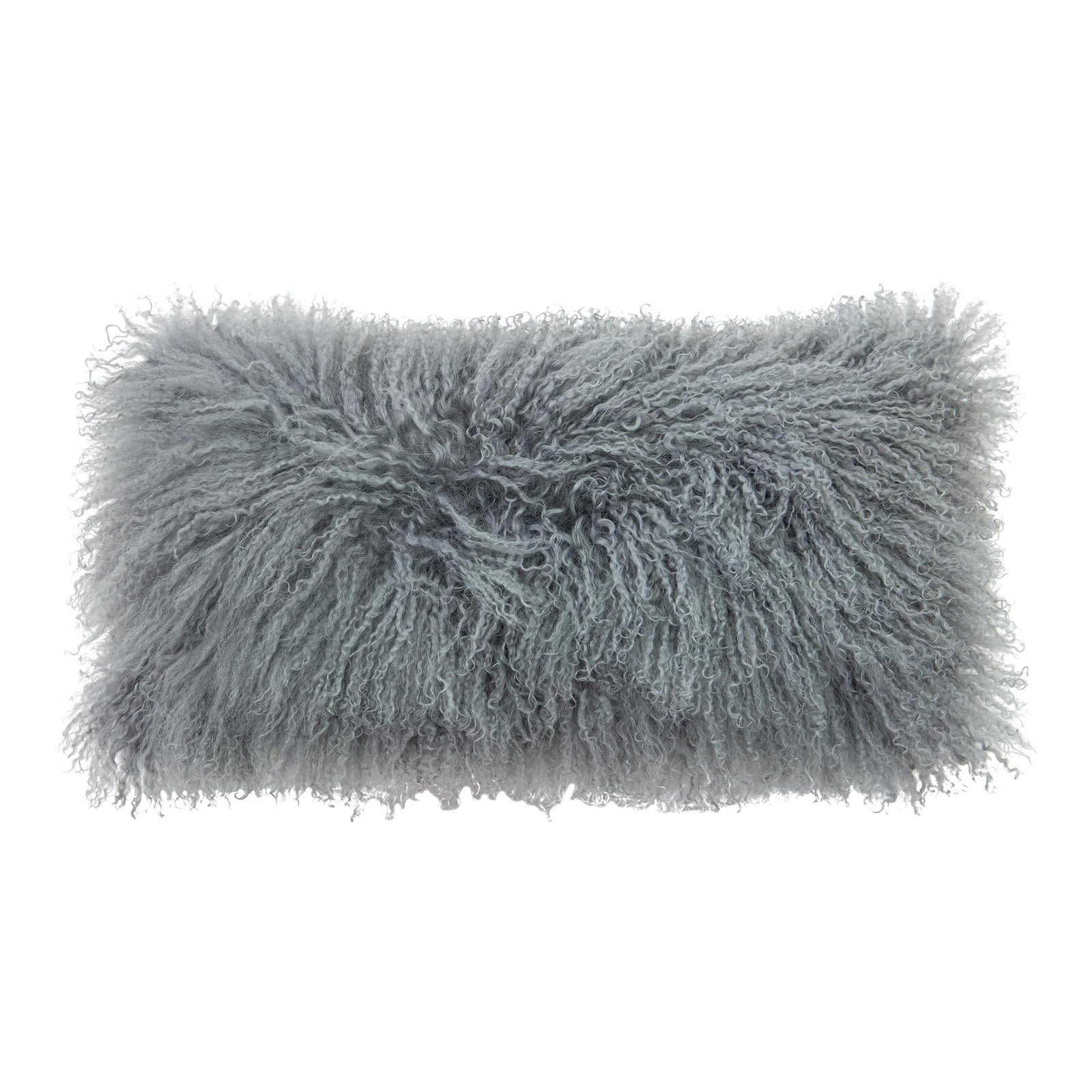 Modern Mongolian Lamb Fur Pillow 12x24 Silver Gray (1 of 5)