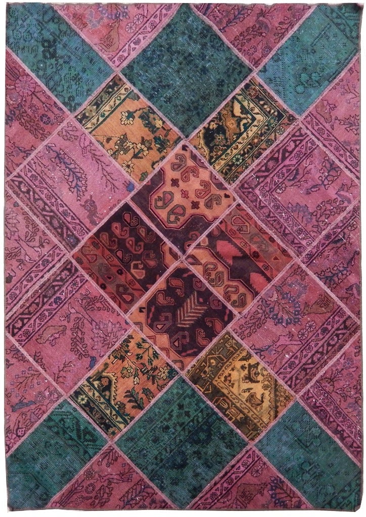Handwoven 5'7 x 7'9 Red Antique Persian Patchwork Area Rug (1 of 6)