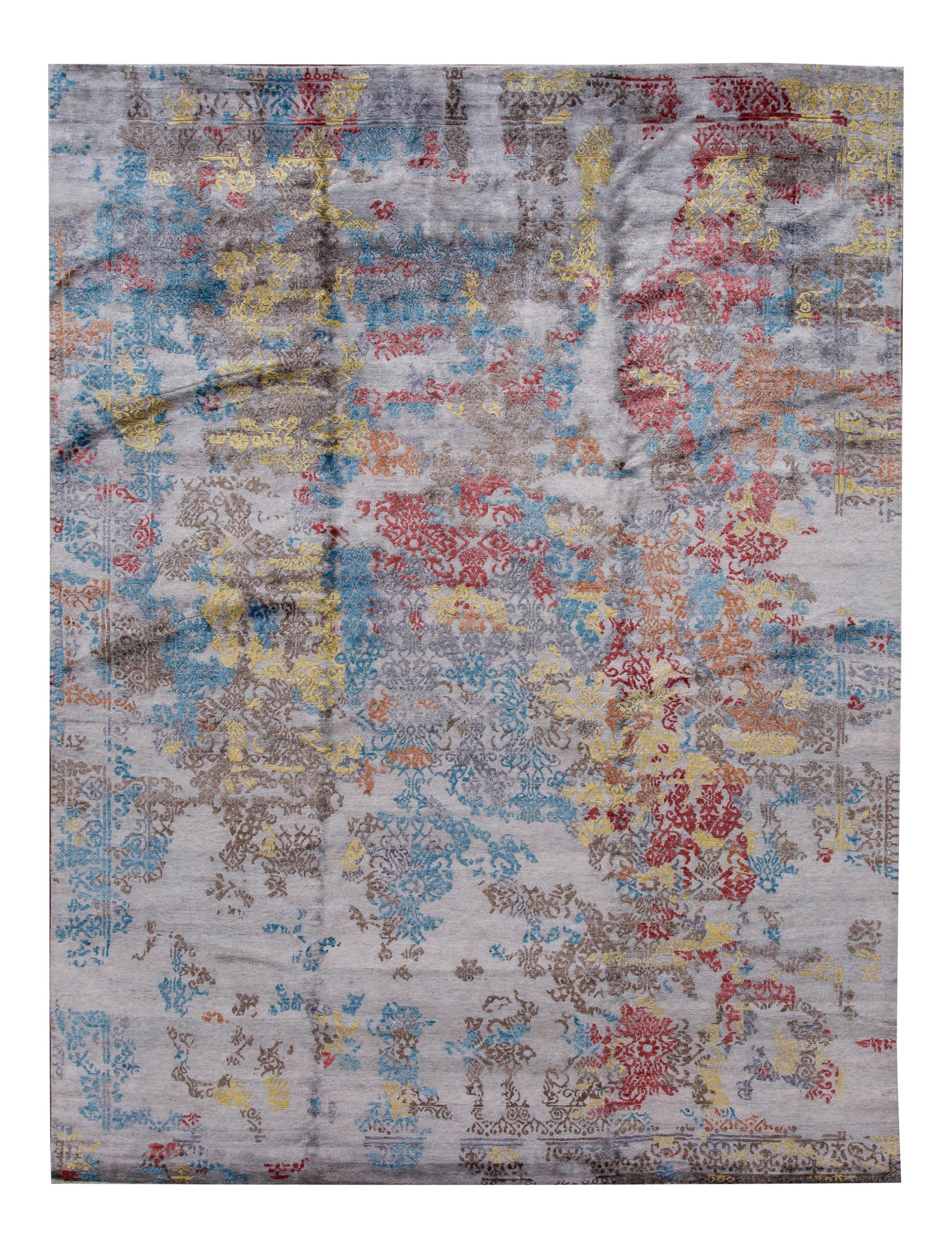 Contemporary Abstract Wool Silk Indian Rug 9' x 12' (1 of 10)