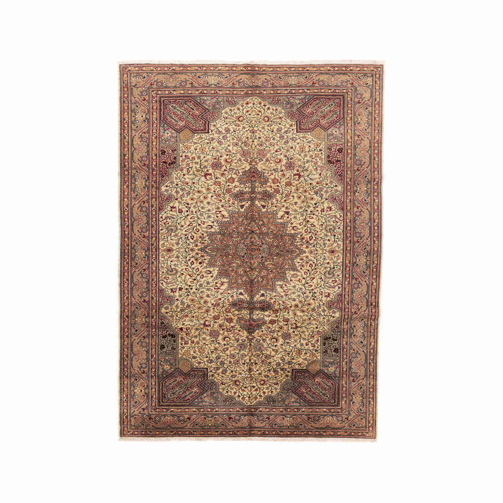 Authentic Handmade Kayseri Carpet Wool on Cotton 78.7 x 111.8: Authentic Handmade Kayseri Carpet Wool on Cotton 78.7 x 111.8 Experience the exquisite craftsmanship of this authentic handmade Kayseri carpet, meticulously woven using premium wool on a cotton base. 