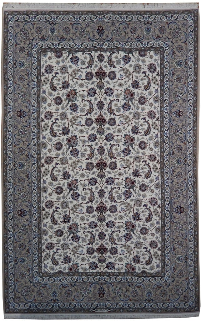 6.7 x 10 Signed Authentic Persian Esfahan Rug Silk on Silk 500 KPSI Iran (1 of 6)