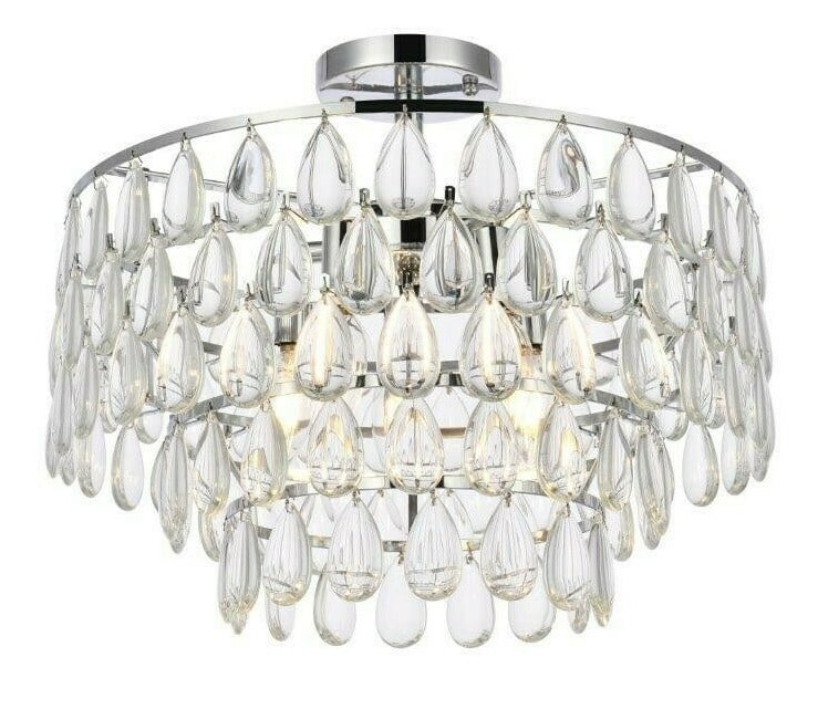 Living District Mila 5 Light Chrome Flush Mount Chandelier (1 of 9)