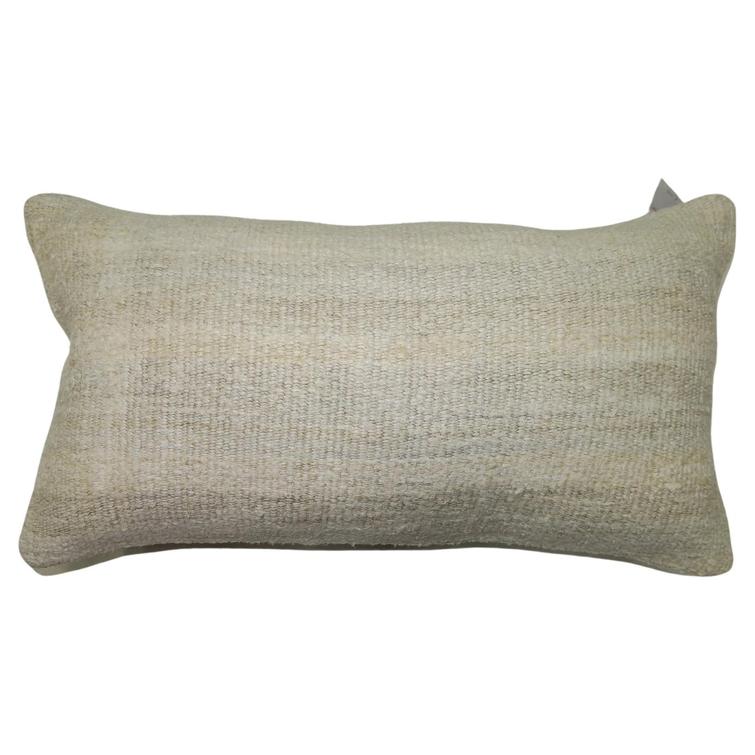 White Minimalist Turkish Kilim Lumbar Pillow 11 x 22 One of a Kind: White Minimalist Turkish Kilim Lumbar Pillow 11 x 22 One of a Kind Enhance your living space with this elegant White Lumbar Minimalist Kilim Pillow, crafted from a blend of cotton, foam, and wool. Thi