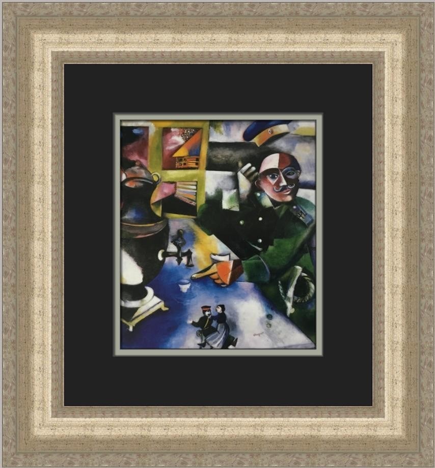 Custom Framed Marc Chagall The Soldier Drinks Offset Lithograph Print (1 of 2)