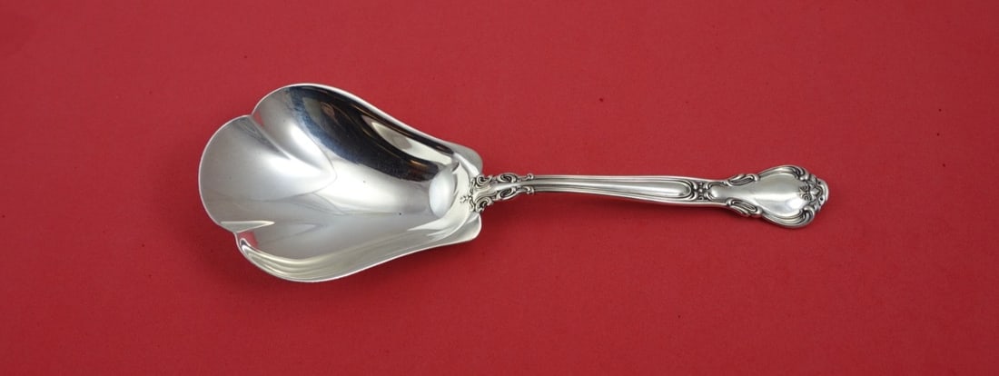 Gorham Chantilly Sterling Silver Preserve Spoon 7 7/8 Wide Lobed Bowl (1 of 2)