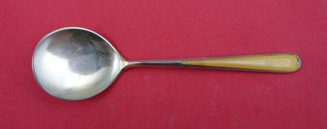 N.M Thune Norwegian Sterling Silver Gold Enameled Ice Cream Spoon 4 3/4" (1 of 2)