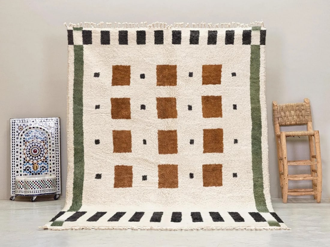 Moroccan Berber Wool Area Rug 6.56 x 5 ft: Moroccan Berber Wool Area Rug 6.56 x 5 ft This handmade Berber wool rug is meticulously crafted by skilled women artisans in the Atlas Mountains of Morocco, using traditional techniques passed down th
