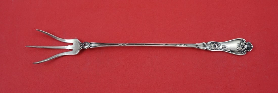 Sterling Silver Serving Fork Violet Pattern 8.75 Inch (1 of 2)