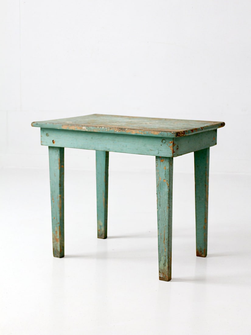Primitive Painted Side Table 24 inch Early 20th Century (1 of 14)