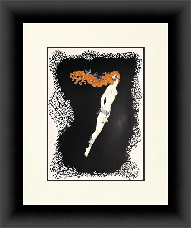 Erte Number 7 Custom Framed Art Deco Print 16 x 19: Erte Number 7 Custom Framed Art Deco Print 16 x 19 Discover the elegance of Erte's "Number 7" from the Numeral Suite, a stunning art piece that embodies the Art Deco style. This reproduction print fea