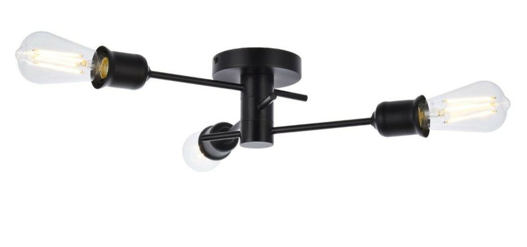 Xavier 18 in Black 3 Light Semi Flush Pendant (1 of 8)