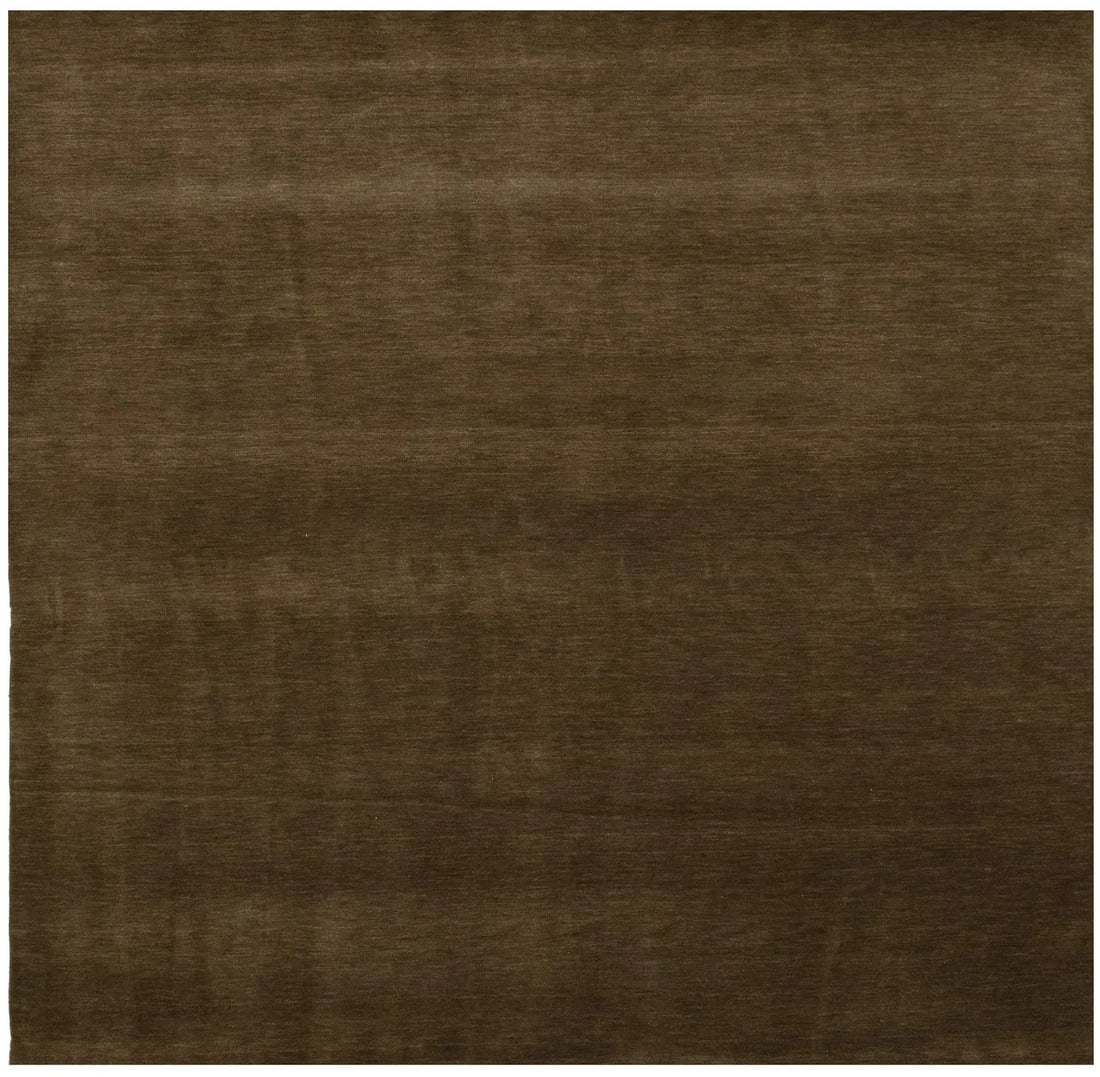 Brown Gabbeh Wool Square Hand-Loomed Area Rug 8x8: Brown Gabbeh Wool Square Hand-Loomed Area Rug 8x8 This solid brown hand-loomed Gabbeh wool rug offers a modern and versatile addition to your home decor. Crafted from quality wool, the rug features a 