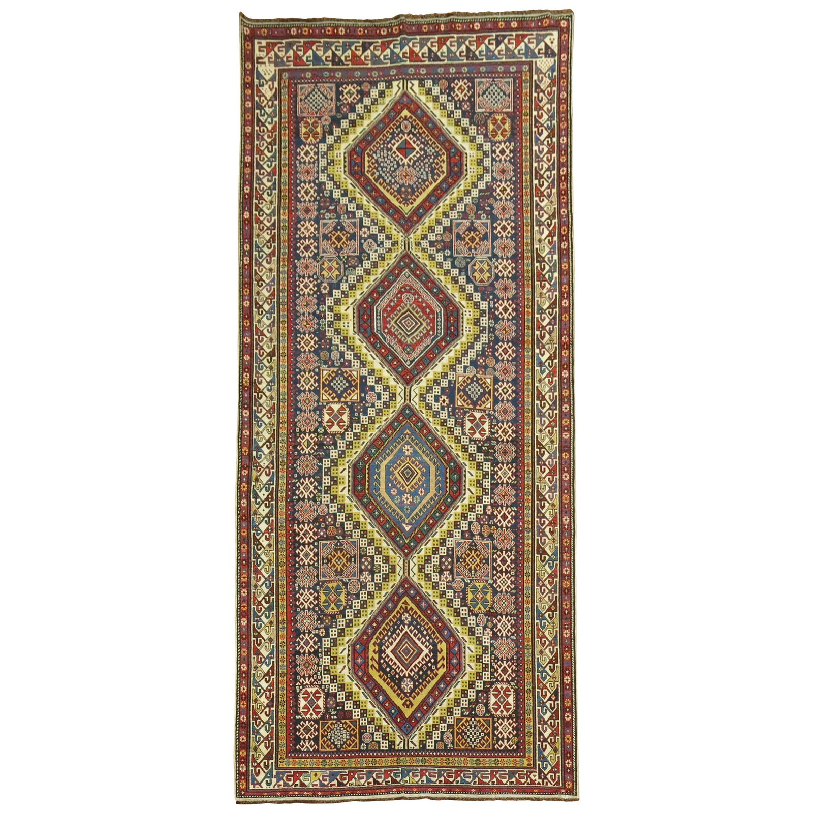 Rare 19th Century Tribal Caucasian Shirvan Gallery Rug 4'9" x 10'6" (1 of 7)