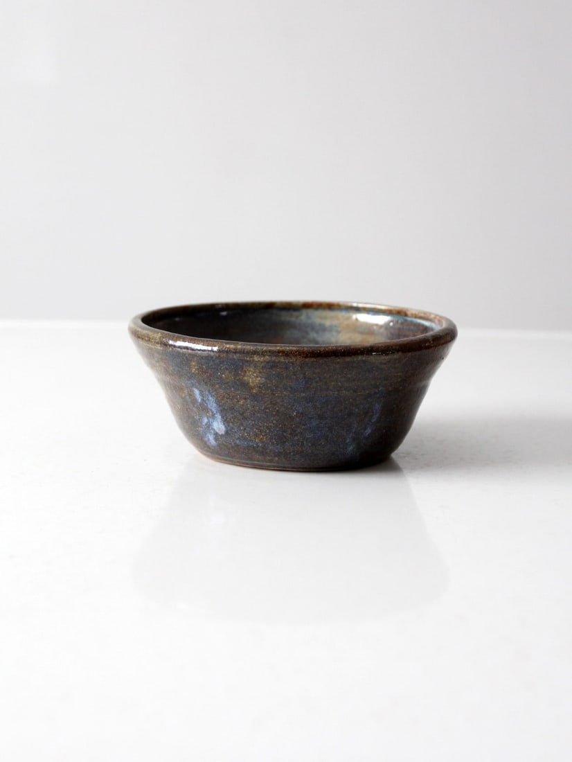 Signed Vintage Studio Pottery Bowl Olive Brown Glaze 6.5 Inch (1 of 9)