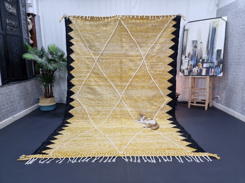 Authentic Handmade Moroccan Berber Rug 100% Sheep Wool 9.84 x 6.56 Feet: Authentic Handmade Moroccan Berber Rug 100% Sheep Wool 9.84 x 6.56 Feet Discover the beauty of this authentic handmade Moroccan Berber rug, meticulously crafted by local Berber women weavers in the At