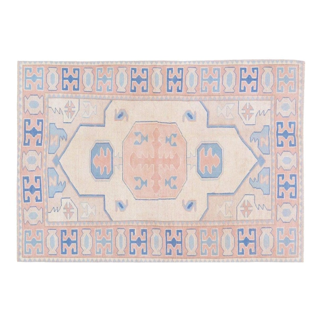 Anatolian Wool Area Rug Hand Knotted 4'1" x 6' Vintage Turkish: Anatolian Wool Area Rug Hand Knotted 4'1" x 6' Vintage Turkish This vintage Turkish Anatolian rug is hand-knotted from quality wool using traditional techniques. The rug features a soft texture and ta