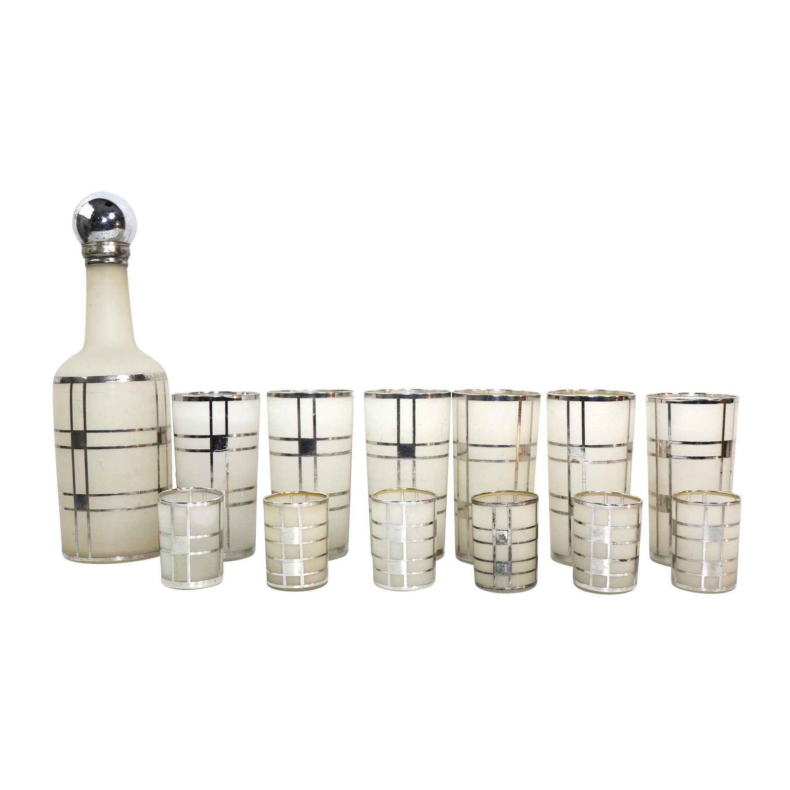 1930s Fostoria Silver Overlay Art Deco 13 Piece Cocktail Set (1 of 10)