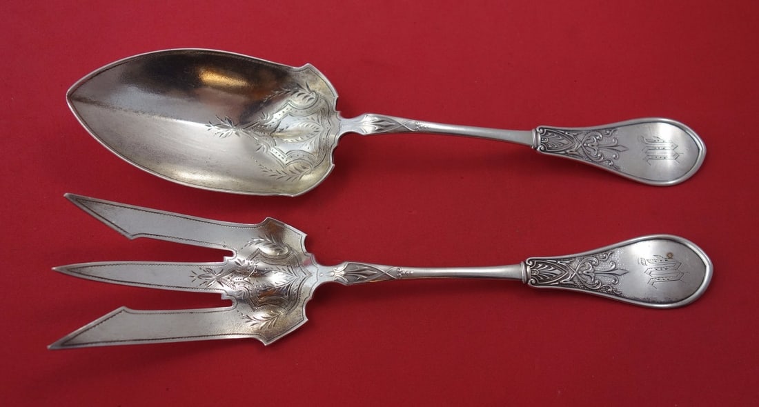 Gem by Schulz & Fischer 2pc Sterling Silver Salad Serving Set 9" (1 of 1)