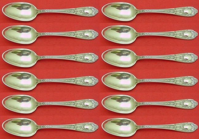 International Silver Fontaine Sterling Silver Teaspoon Set 12 Pieces 6 Inch (1 of 3)