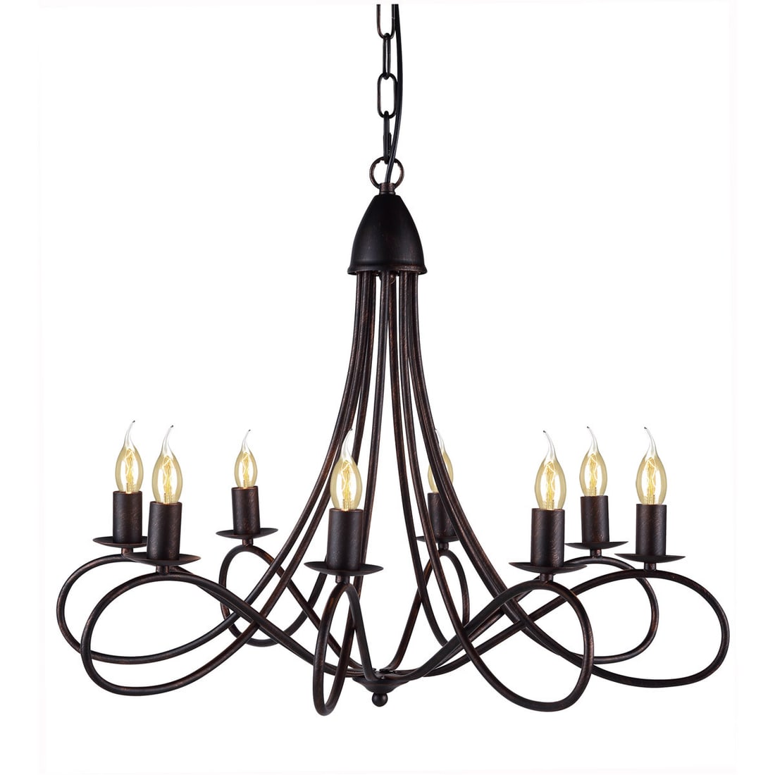 Lyndon 8 Light Dark Bronze Metal Chandelier 28 in (1 of 6)