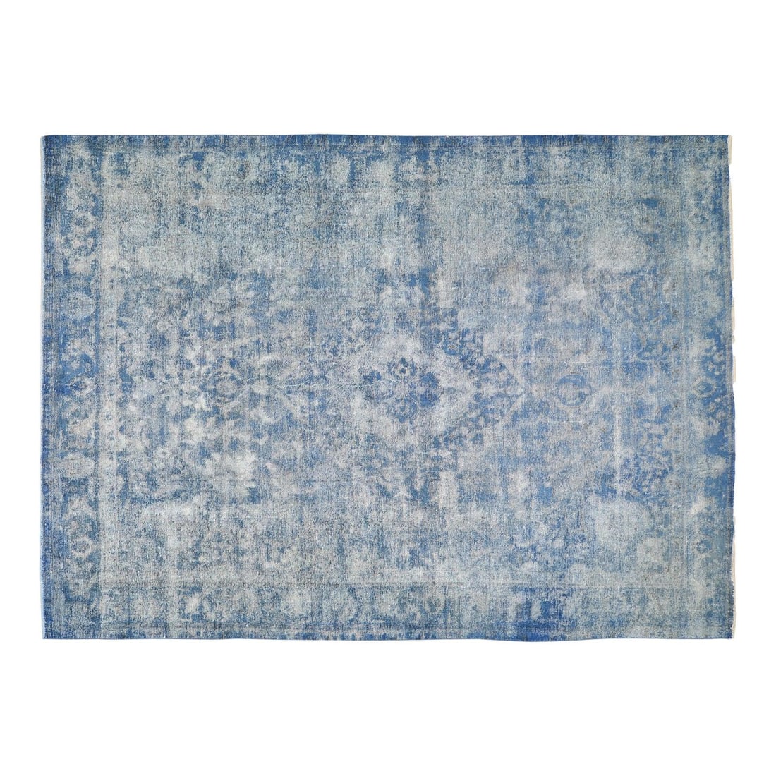 9'4" x 13' Hand-Knotted Anatolian Wool Area Rug Vintage Blue: 9'4" x 13' Hand-Knotted Anatolian Wool Area Rug Vintage Blue This vintage Turkish Anatolian rug is hand-knotted from wool using traditional techniques, showcasing timeless craftsmanship blended with a