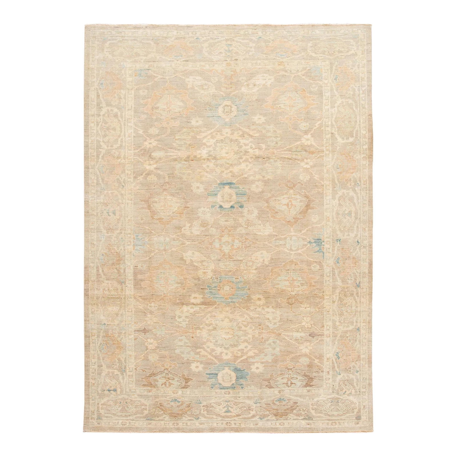 Beige Persian Sultanabad Wool Rug Handmade Floral Design 8'4 x 12': Beige Persian Sultanabad Wool Rug Handmade Floral Design 8'4 x 12' Experience the beauty of this exquisite modern Persian Sultanabad rug, meticulously hand-knotted from high-quality wool. Featuring a 