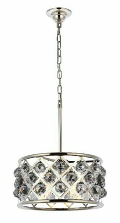 Madison 4-Light Polished Nickel Crystal Pendant 16 Inch: Madison 4-Light Polished Nickel Crystal Pendant 16 Inch This modern pendant chandelier features a polished nickel finish and is adorned with royal cut crystal balls and silver shade crystals. It is de