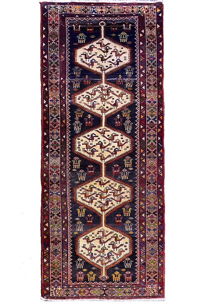 Handcrafted 3'10 x 9'7 Light Ivory Persian Afshar Runner (1 of 10)