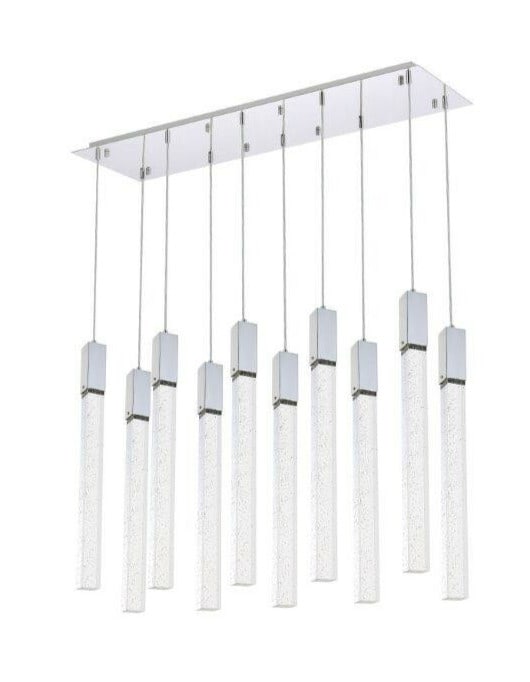 Weston Chrome Crystal Pendant Chandelier 10 Light 42 Inch: Weston Chrome Crystal Pendant Chandelier 10 Light 42 Inch This modern crystal pendant chandelier from the Weston Collection features a sleek chrome finish and clear seeded crystal bar lights. Designed