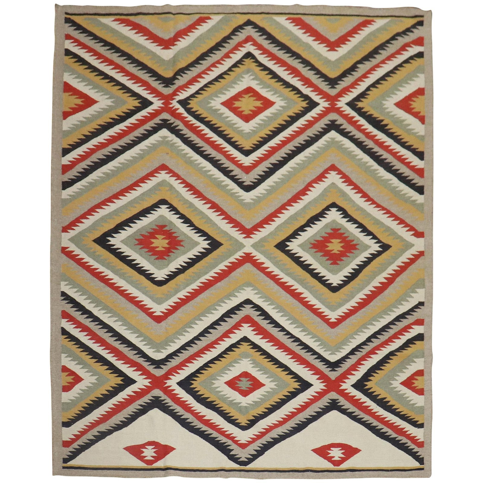 One of a Kind Tribal Navajo Design Hand-Woven Wool Rug 97 x 113 reproduction (1 of 12)
