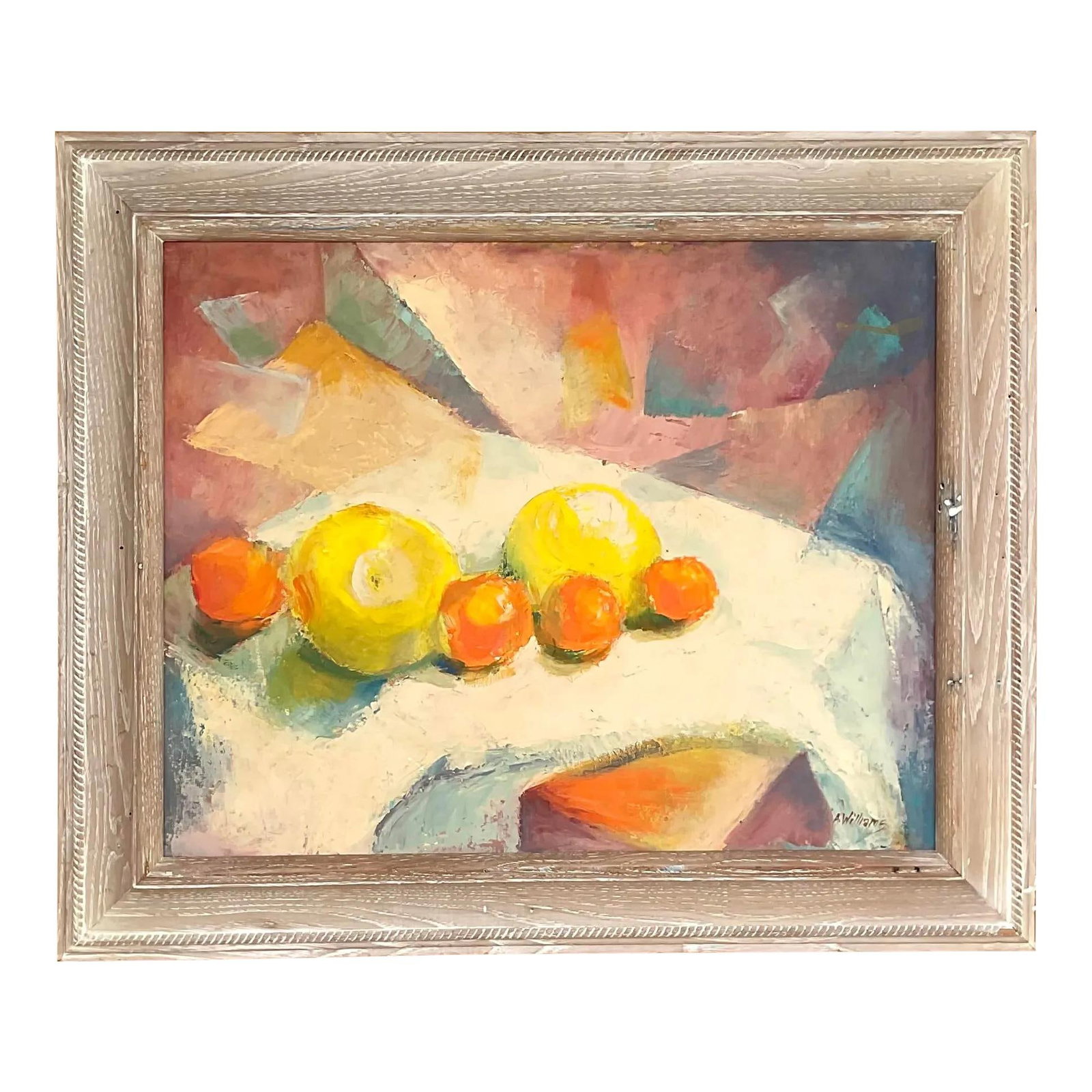 Vintage Boho Geometric Still Life Oil Painting on Canvas (1 of 10)