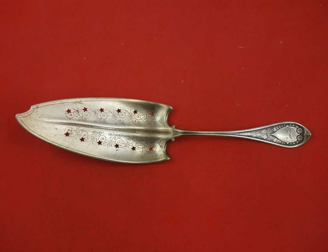 Wood and Hughes Marguerite Sterling Silver Pie Server 10 3/4 Inch Pierced Stars (1 of 3)