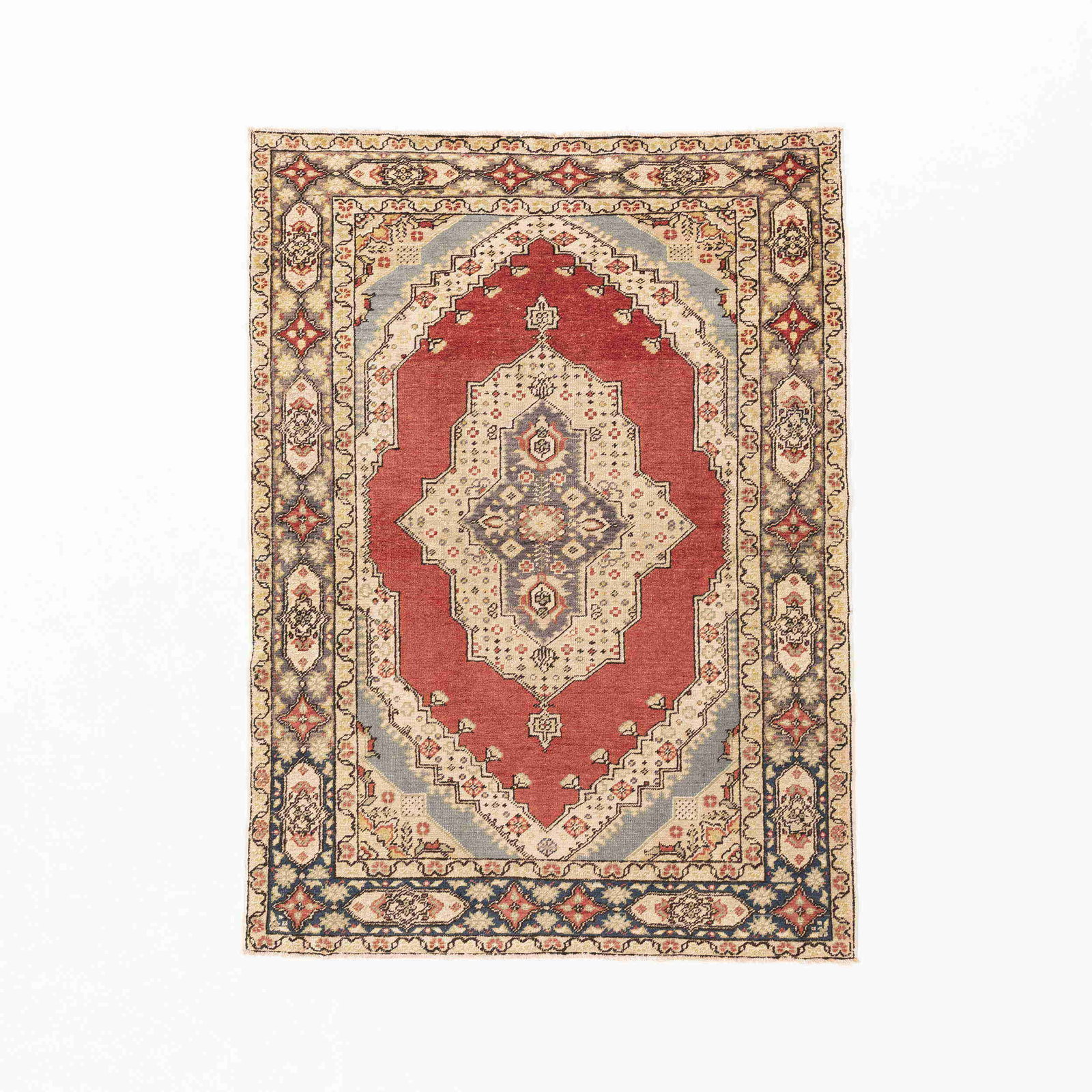 Authentic Handmade Anadol Wool Carpet 54.3 x 74 Double Knots: Authentic Handmade Anadol Wool Carpet 54.3 x 74 Double Knots Experience the beauty of traditional craftsmanship with this Authentic Handmade Anadol Wool on Wool carpet. Originating from Anadol, this s
