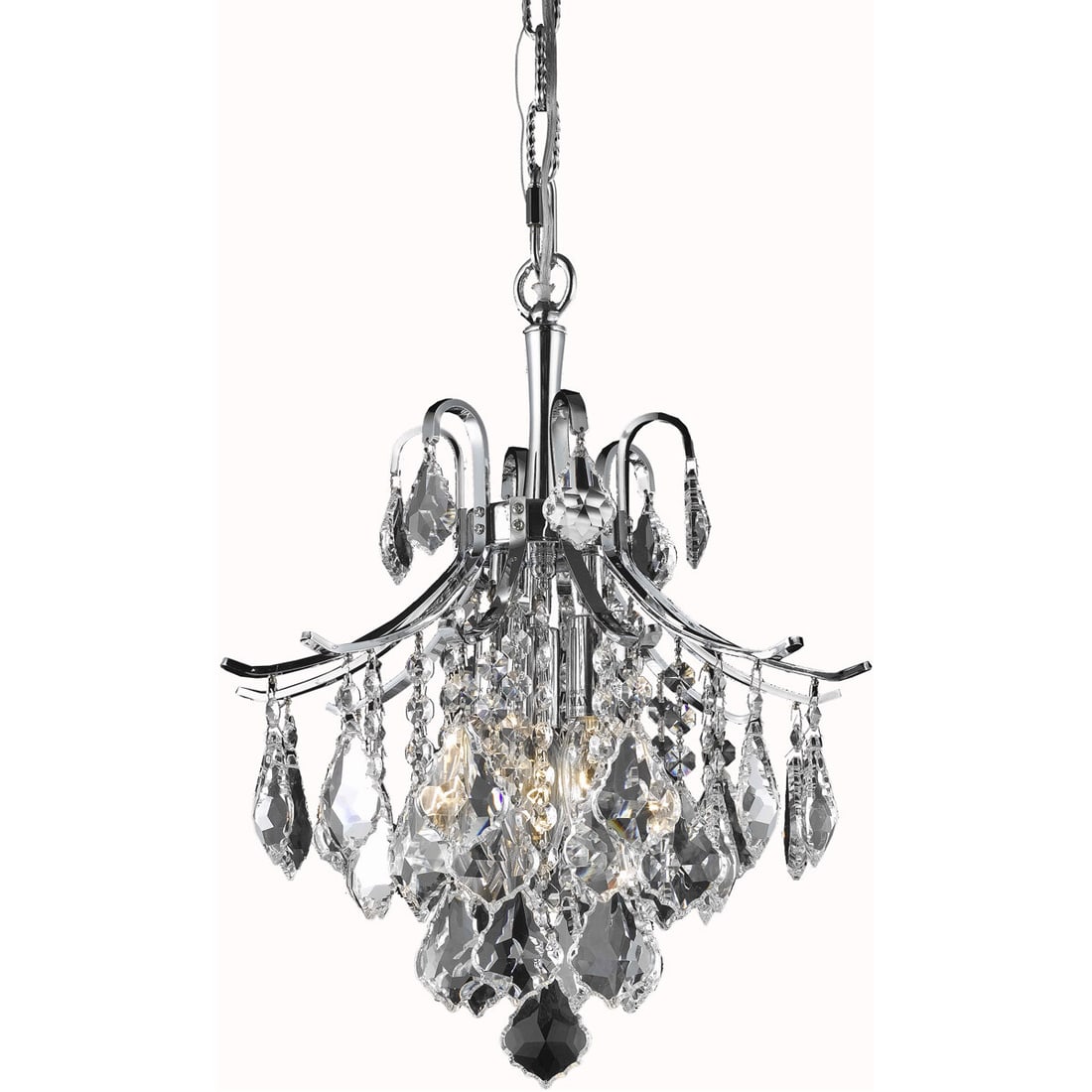 AMELIA 3-Light Chrome Crystal Pendant Chandelier 12in x 15in (1 of 2)