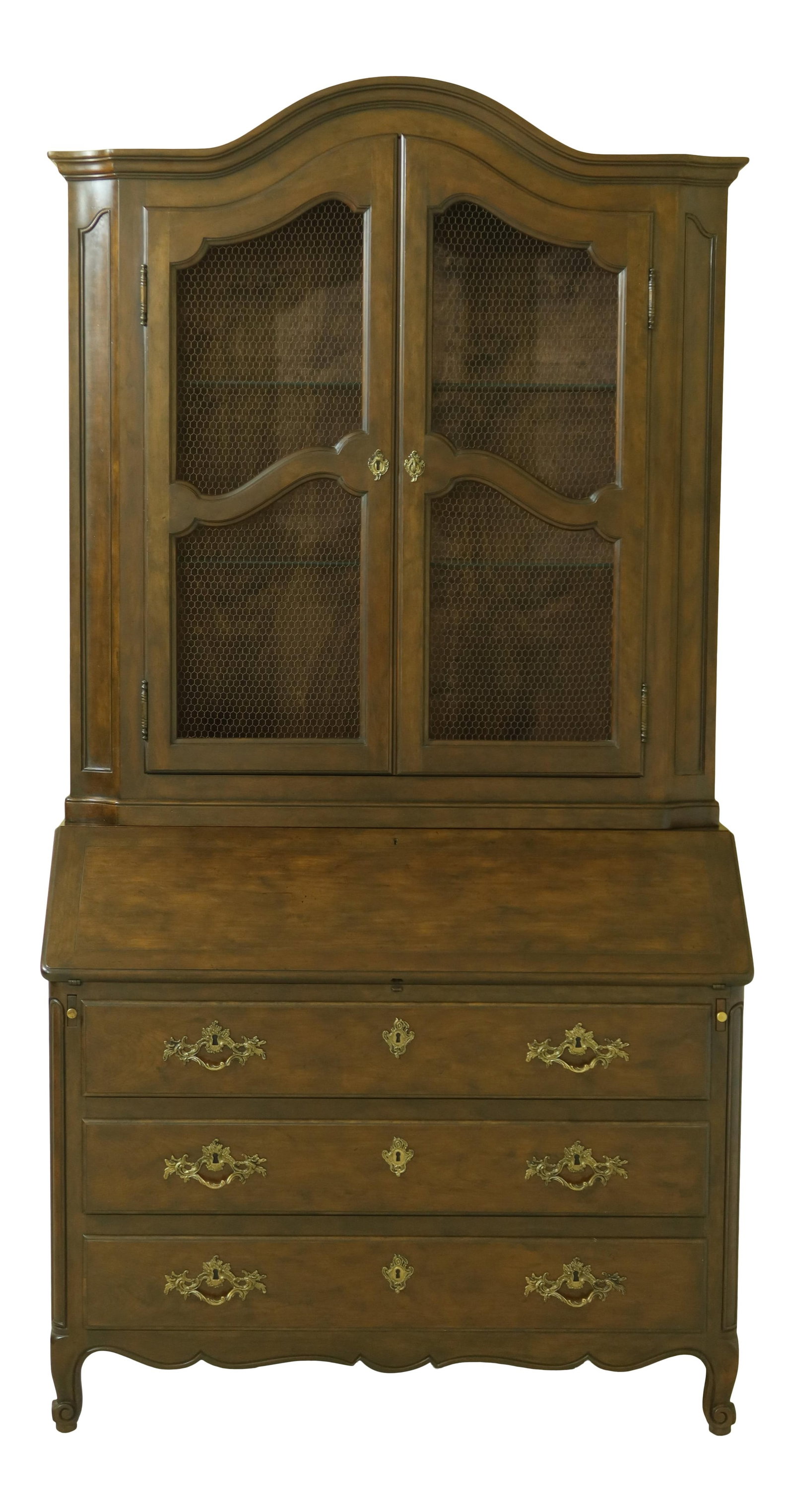 Baker French Style Walnut Secretary Desk with Leather Surface: Baker French Style Walnut Secretary Desk with Leather Surface This Baker Walnut French Style Secretary Desk features a timeless design with high-quality construction, approximately 40 years old. It in