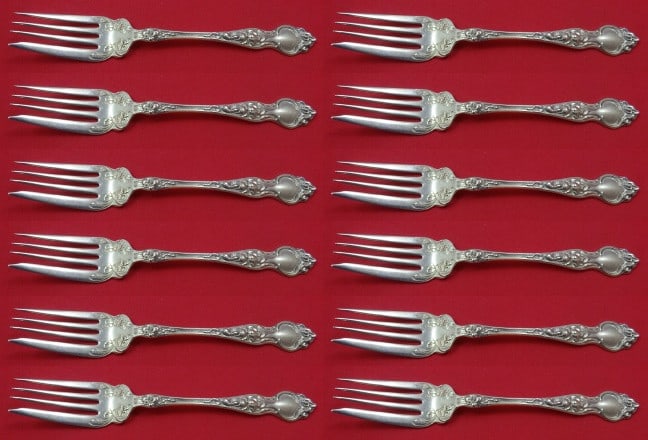 Wallace Violet Sterling Silver Salad Fork Set 12 Pieces 6.25 Inches: Wallace Violet Sterling Silver Salad Fork Set 12 Pieces 6.25 Inches Enhance your dining experience with this exquisite 12-piece salad fork set from the renowned Wallace Silver company, featuring the e