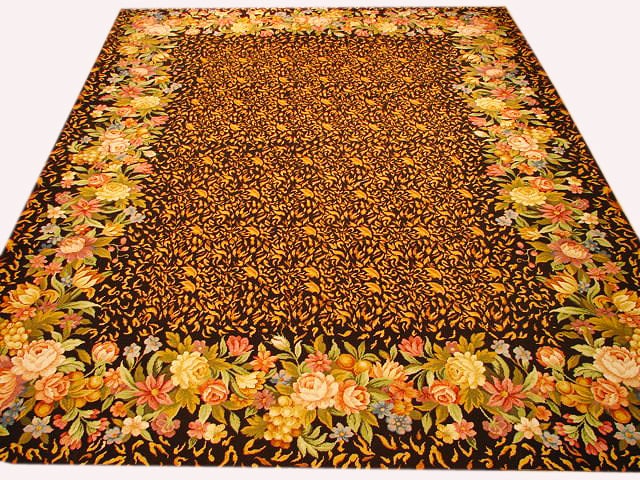 9 x 12 Handmade Needlepoint French Aubusson Rug English Garden Design: 9 x 12 Handmade Needlepoint French Aubusson Rug English Garden Design Free continental US Shipping Experience the elegance of French artistry with this stunning 9 x 12 Needlepoint French Aubusson Rug,
