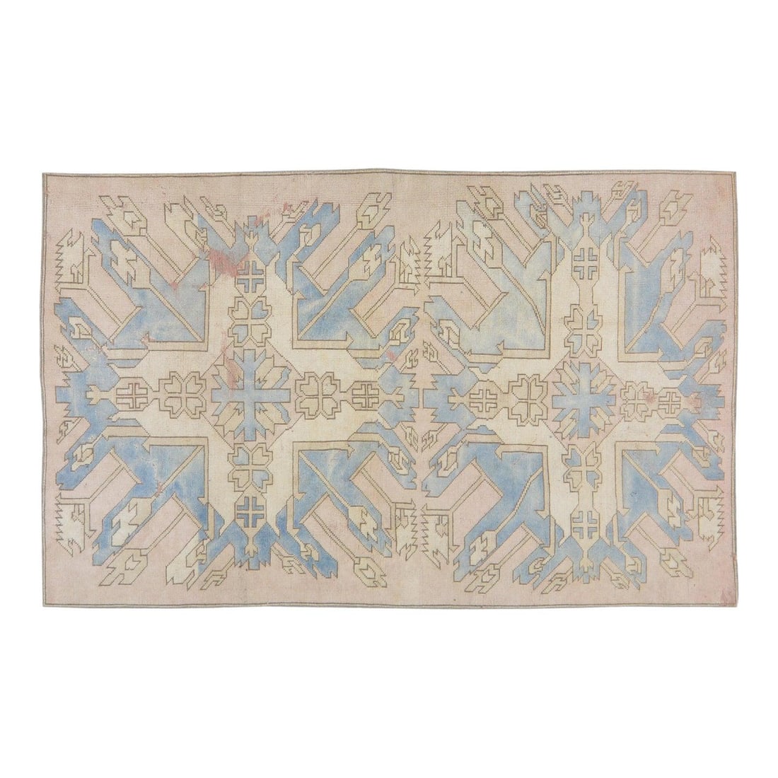 Hand Knotted Wool Anatolian Turkish Rug Tan 4'9" x 7'10": Hand Knotted Wool Anatolian Turkish Rug Tan 4'9" x 7'10" This vintage Turkish Anatolian rug is hand-knotted from wool using traditional rug-making techniques, offering a combination of timeless crafts
