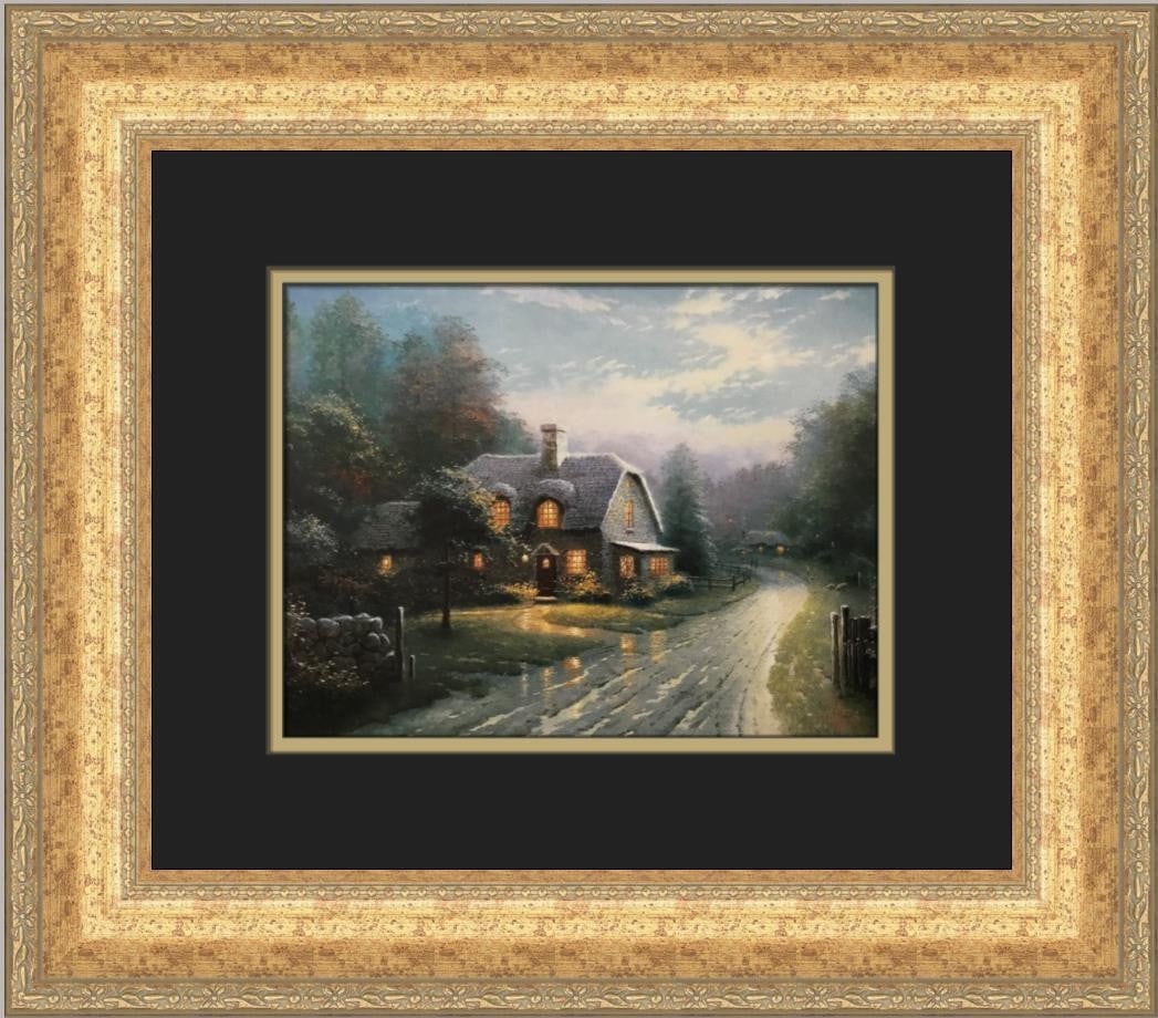 Thomas Kinkade Moonlight Lane I Custom Framed Art Print 15x13 (1 of 2)