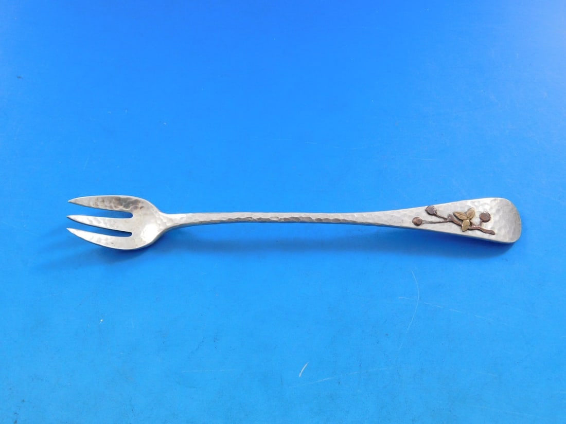 Whiting Mixed Metals Sterling Silver Cocktail Fork Cherries Branch 5 3/4" (1 of 6)