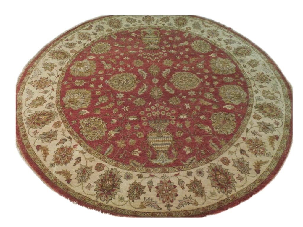 Eco-Friendly 8 x 8.2 Handwoven Chobi Round Rug from India: Eco-Friendly 8 x 8.2 Handwoven Chobi Round Rug from India Free continental US Shipping Enhance your living space with the 8 x 8.2 Vegetable Dyed Chobi Round Rug. This exquisite piece is handwoven usin