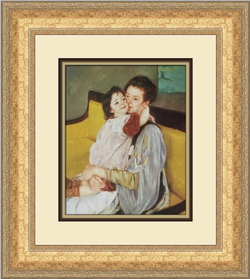 Mary Cassatt Margot Embracing His Mother Custom Framed Art Print: Mary Cassatt Margot Embracing His Mother Custom Framed Art Print This exquisite custom framed print features the artwork 'Margot Embracing His Mother' by renowned artist Mary Cassatt. Created in 1994,